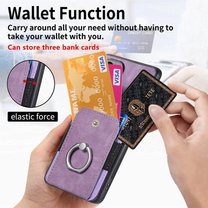 For Samsung Galaxy S25 Ultra 5G Retro Skin-feel Ring Card Wallet Phone Case(Purple) by buy2fix