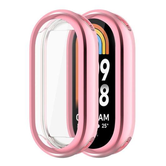 For Xiaomi Mi Band 8 ENKAY Hat-Prince Full Coverage Electroplated Soft TPU Case with Screen Protection(Pink) - Watch Cases by ENKAY | Online Shopping UK | buy2fix