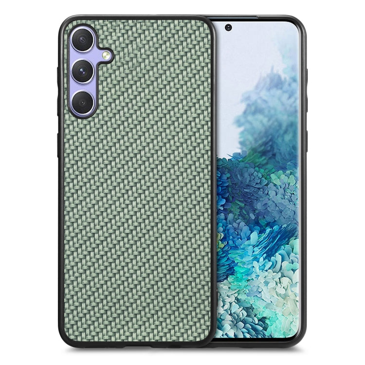 For Samsung Galaxy S25+ 5G Carbon Fiber Texture Leather Back Cover Phone Case(Green) by buy2fix