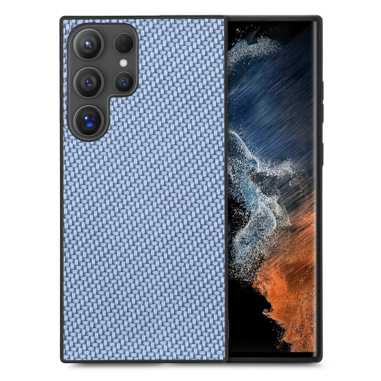 For Samsung Galaxy S25 Ultra 5G Carbon Fiber Texture Leather Back Cover Phone Case(Blue) by buy2fix