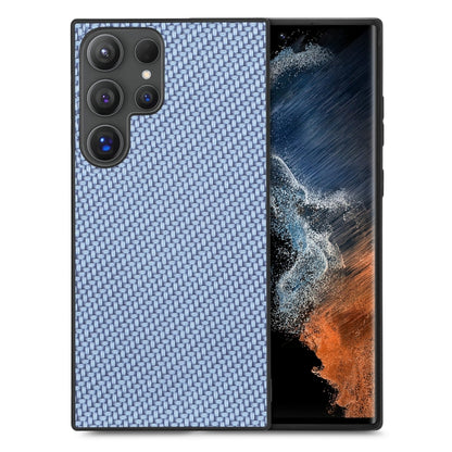 For Samsung Galaxy S25 Ultra 5G Carbon Fiber Texture Leather Back Cover Phone Case(Blue) by buy2fix