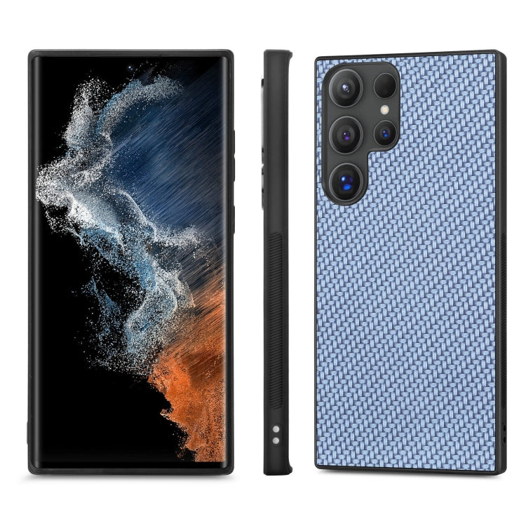 For Samsung Galaxy S25 Ultra 5G Carbon Fiber Texture Leather Back Cover Phone Case(Blue) by buy2fix