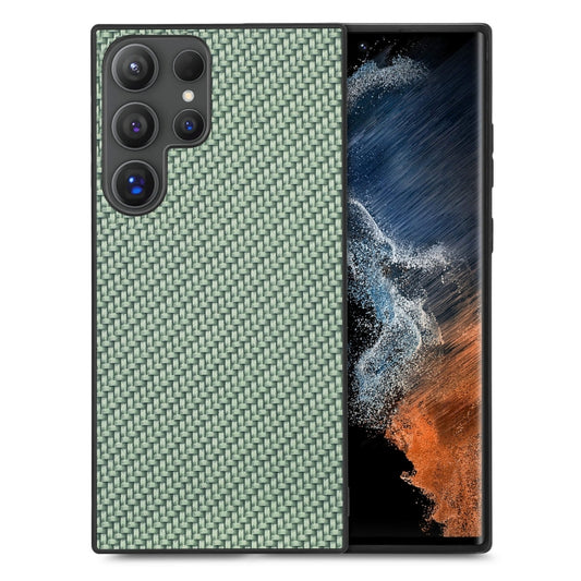 For Samsung Galaxy S25 Ultra 5G Carbon Fiber Texture Leather Back Cover Phone Case(Green) by buy2fix