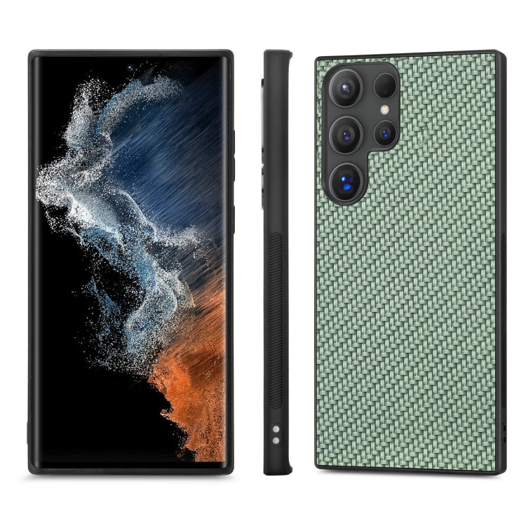For Samsung Galaxy S25 Ultra 5G Carbon Fiber Texture Leather Back Cover Phone Case(Green) - Galaxy S25 Ultra 5G Cases by buy2fix | Online Shopping UK | buy2fix