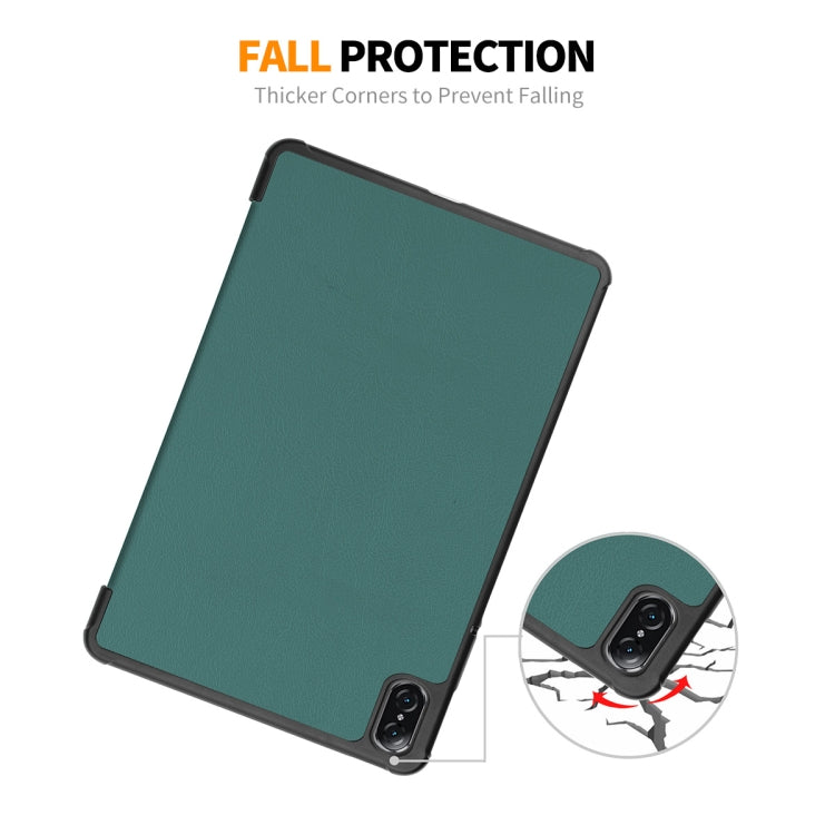 For Honor Pad V8 ENKAY Tri-fold Custer Texture Leather Smart Tablet Case(Black) - Honor by ENKAY | Online Shopping UK | buy2fix