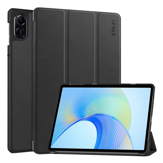 For Honor Pad X8 Pro / X9 11.5 ENKAY Tri-fold Custer Texture Leather Smart Tablet Case(Black) - Honor Cases by ENKAY | Online Shopping UK | buy2fix