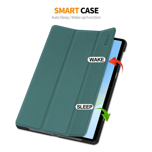 For Honor Pad X8 Pro / X9 11.5 ENKAY Tri-fold Custer Texture Leather Smart Tablet Case(Black) - Honor Cases by ENKAY | Online Shopping UK | buy2fix