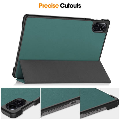 For Honor Pad X8 Pro / X9 11.5 ENKAY Tri-fold Custer Texture Leather Smart Tablet Case(Black) - Honor Cases by ENKAY | Online Shopping UK | buy2fix