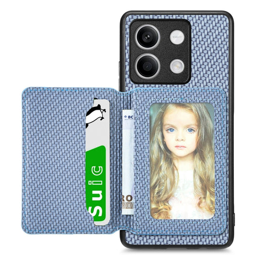 For Redmi Note 13 4G Carbon Fiber Magnetic Card Bag Phone Case(Blue) - Xiaomi Cases by buy2fix | Online Shopping UK | buy2fix