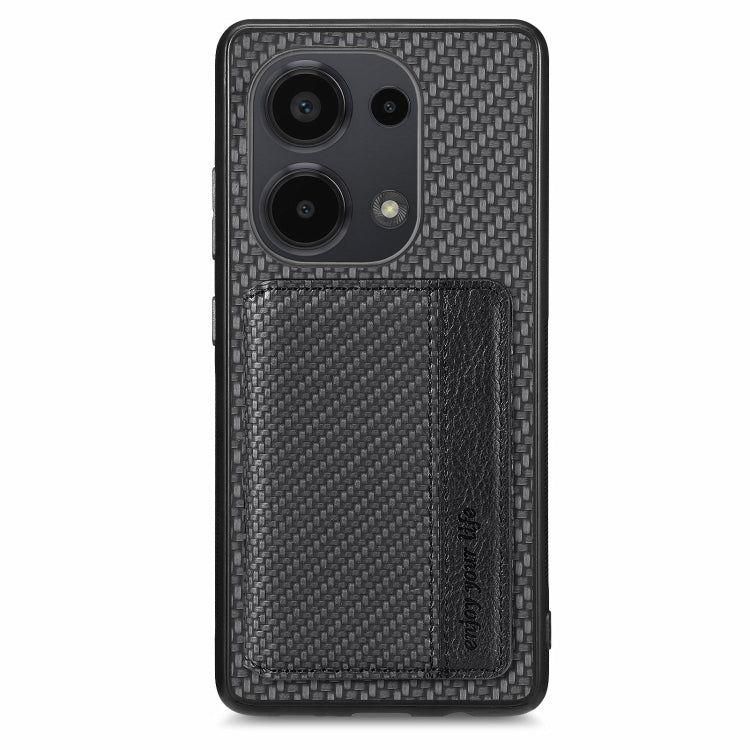 For Redmi Note 13 Pro 4G Carbon Fiber Magnetic Card Bag Phone Case(Black) - Xiaomi Cases by buy2fix | Online Shopping UK | buy2fix