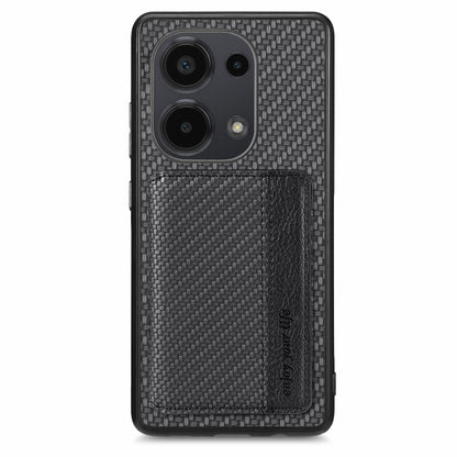 For Redmi Note 13 Pro 4G Carbon Fiber Magnetic Card Bag Phone Case(Black) - Xiaomi Cases by buy2fix | Online Shopping UK | buy2fix