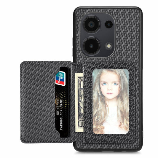 For Redmi Note 13 Pro 4G Carbon Fiber Magnetic Card Bag Phone Case(Black) - Xiaomi Cases by buy2fix | Online Shopping UK | buy2fix