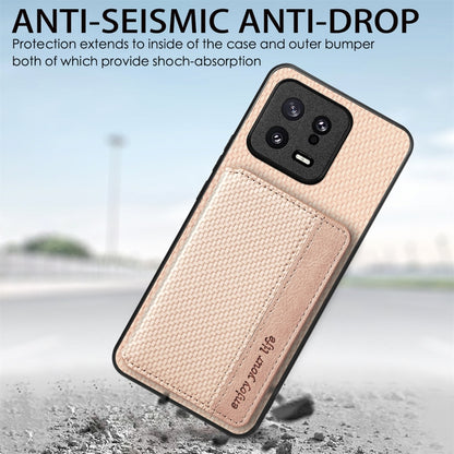 For Redmi Note 13 Pro 4G Carbon Fiber Magnetic Card Bag Phone Case(Black) - Xiaomi Cases by buy2fix | Online Shopping UK | buy2fix