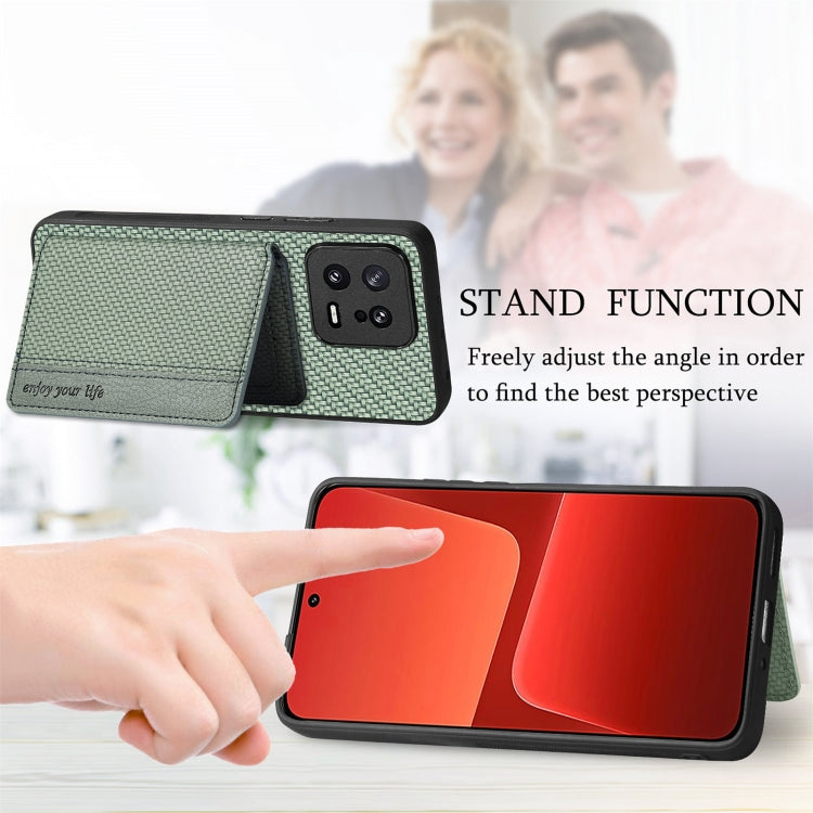 For Redmi Note 13 Pro 4G Carbon Fiber Magnetic Card Bag Phone Case(Black) - Xiaomi Cases by buy2fix | Online Shopping UK | buy2fix