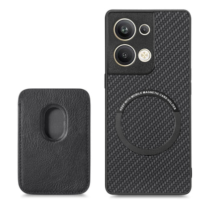 For OPPO Reno9 Pro+ Carbon Fiber Leather Card Magsafe Magnetic Phone Case(Black) by buy2fix