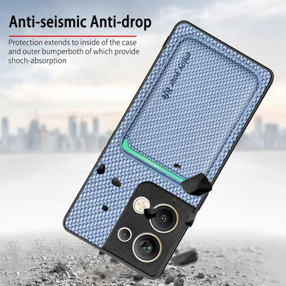 For OPPO Reno9 Pro+ Carbon Fiber Leather Card Magsafe Magnetic Phone Case(Green) by buy2fix