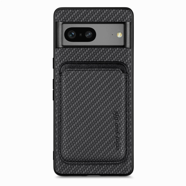 For Google Pixel 7 Carbon Fiber Leather Card Magsafe Phone Case(Black) by buy2fix