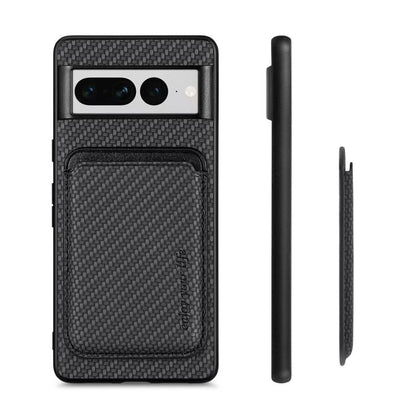 For Google Pixel 7 Pro Carbon Fiber Leather Card Magsafe Phone Case(Black) - Google Cases by buy2fix | Online Shopping UK | buy2fix