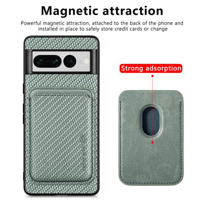 For Google Pixel 7 Pro Carbon Fiber Leather Card Magsafe Phone Case(Green) - Google Cases by buy2fix | Online Shopping UK | buy2fix