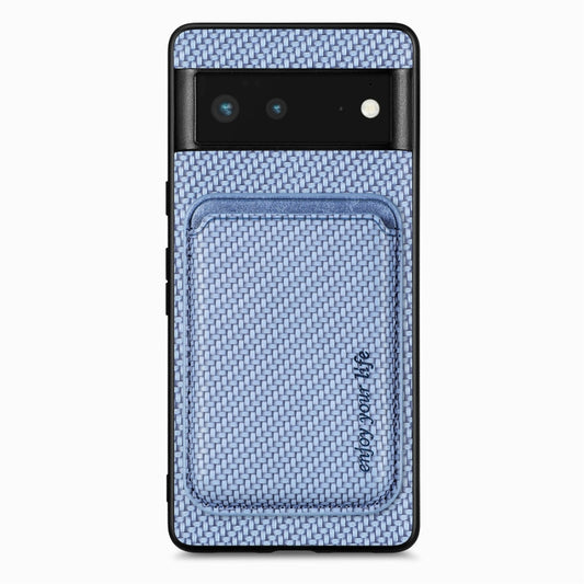 For Google Pixel 6 Carbon Fiber Leather Card Magsafe Phone Case(Blue) - Google Cases by buy2fix | Online Shopping UK | buy2fix