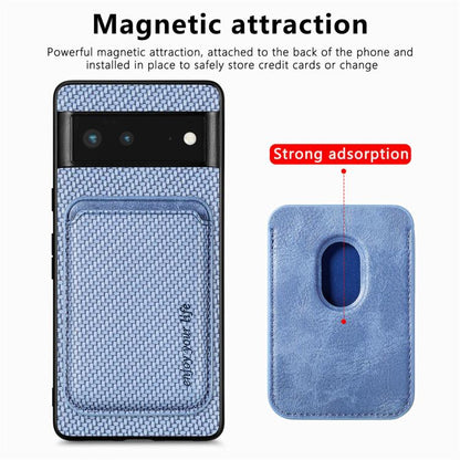 For Google Pixel 6 Carbon Fiber Leather Card Magsafe Phone Case(Blue) - Google Cases by buy2fix | Online Shopping UK | buy2fix