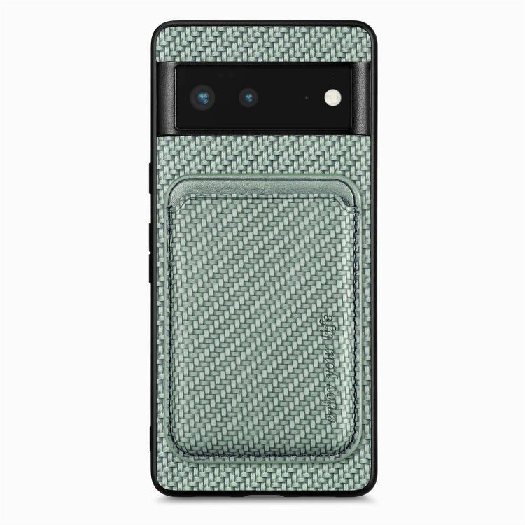 For Google Pixel 6 Carbon Fiber Leather Card Magsafe Phone Case(Green) - Google Cases by buy2fix | Online Shopping UK | buy2fix