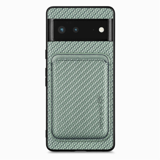 For Google Pixel 6 Carbon Fiber Leather Card Magsafe Phone Case(Green) - Google Cases by buy2fix | Online Shopping UK | buy2fix