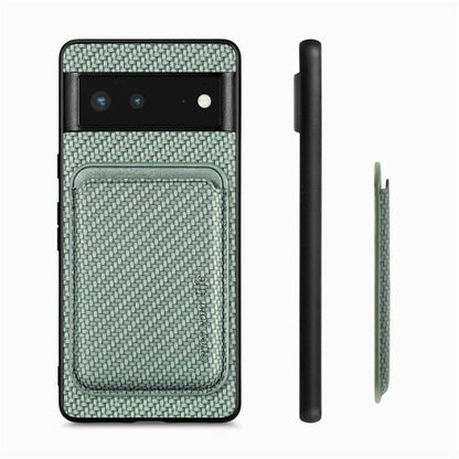 For Google Pixel 6 Carbon Fiber Leather Card Magsafe Phone Case(Green) - Google Cases by buy2fix | Online Shopping UK | buy2fix