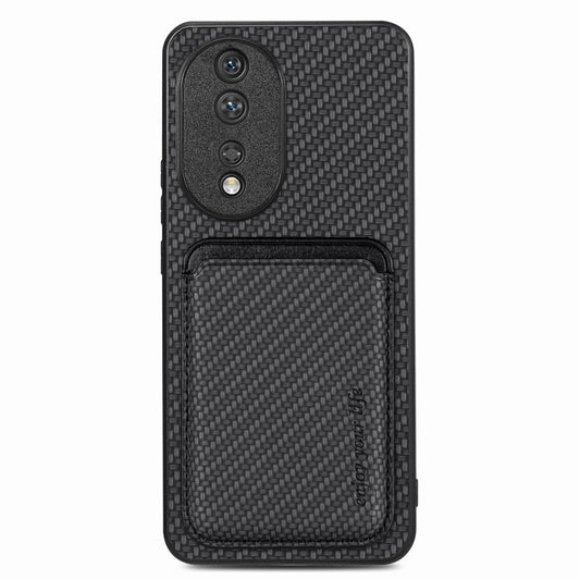 For Honor 80 Carbon Fiber Leather Card Magsafe Phone Case(Black) - Honor Cases by buy2fix | Online Shopping UK | buy2fix