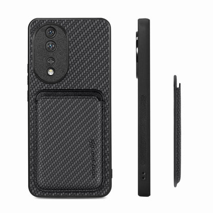 For Honor 80 Carbon Fiber Leather Card Magsafe Phone Case(Black) - Honor Cases by buy2fix | Online Shopping UK | buy2fix