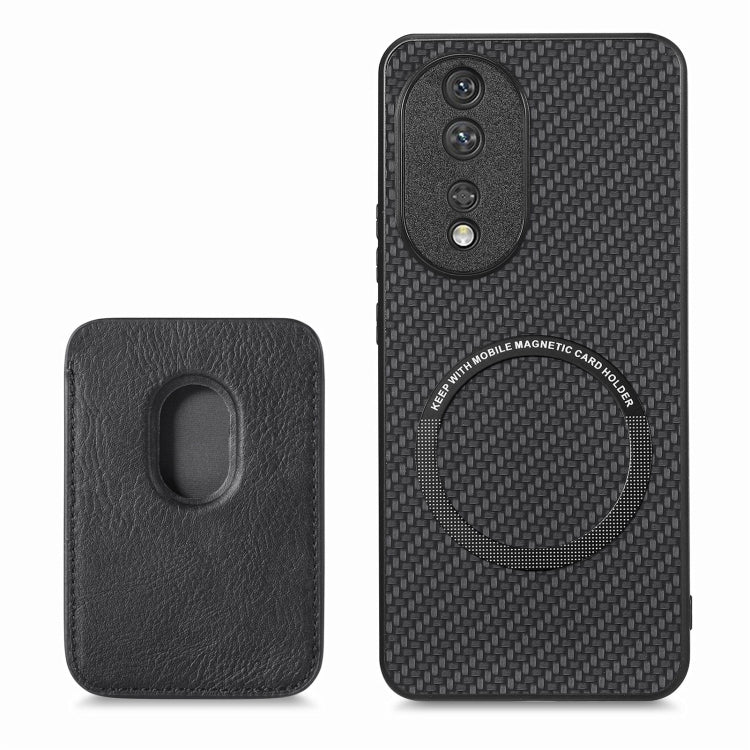 For Honor 80 Carbon Fiber Leather Card Magsafe Phone Case(Black) - Honor Cases by buy2fix | Online Shopping UK | buy2fix