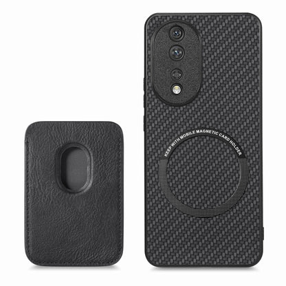 For Honor 80 Carbon Fiber Leather Card Magsafe Phone Case(Black) - Honor Cases by buy2fix | Online Shopping UK | buy2fix