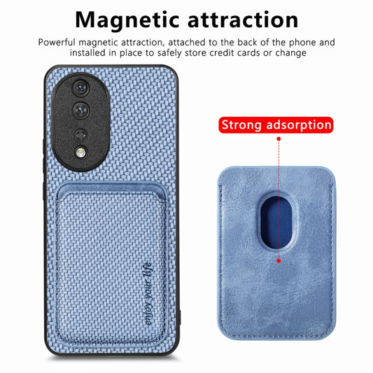 For Honor 80 Carbon Fiber Leather Card Magsafe Phone Case(Blue) - Honor Cases by buy2fix | Online Shopping UK | buy2fix