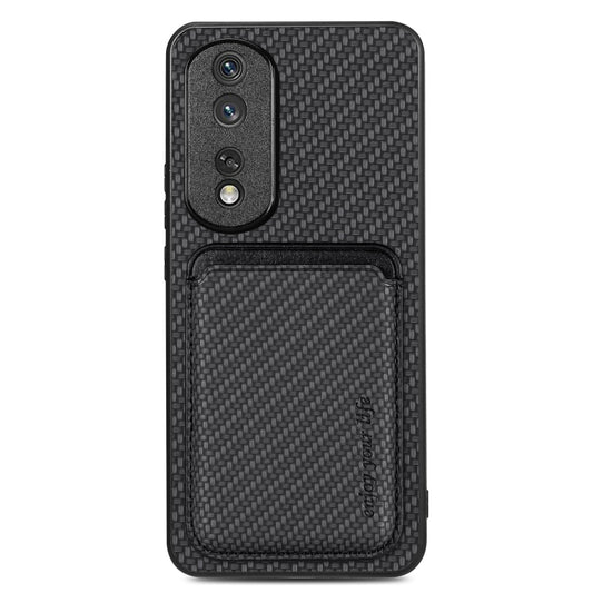 For Honor 80 Pro Carbon Fiber Leather Card Magsafe Phone Case(Black) - Honor Cases by buy2fix | Online Shopping UK | buy2fix
