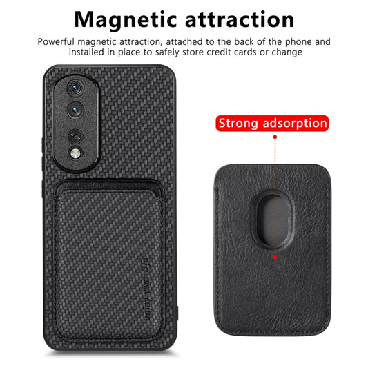 For Honor 80 Pro Carbon Fiber Leather Card Magsafe Phone Case(Black) - Honor Cases by buy2fix | Online Shopping UK | buy2fix