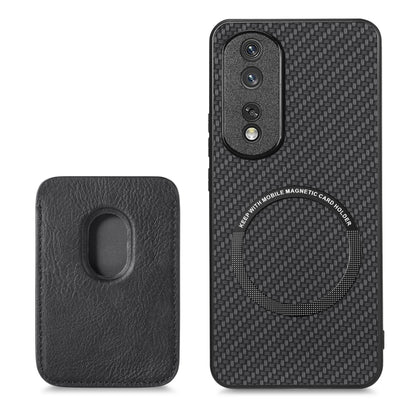 For Honor 80 Pro Carbon Fiber Leather Card Magsafe Phone Case(Black) - Honor Cases by buy2fix | Online Shopping UK | buy2fix