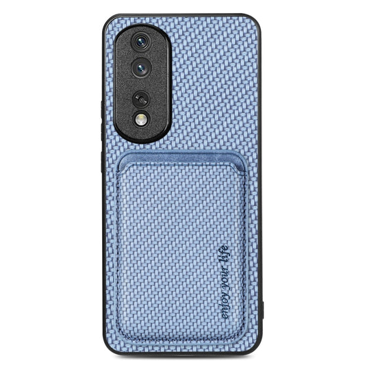 For Honor 80 Pro Carbon Fiber Leather Card Magsafe Phone Case(Blue) - Honor Cases by buy2fix | Online Shopping UK | buy2fix
