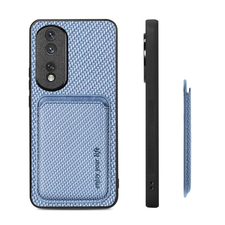 For Honor 80 Pro Carbon Fiber Leather Card Magsafe Phone Case(Blue) - Honor Cases by buy2fix | Online Shopping UK | buy2fix