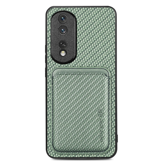 For Honor 80 Pro Carbon Fiber Leather Card Magsafe Phone Case(Green) - Honor Cases by buy2fix | Online Shopping UK | buy2fix