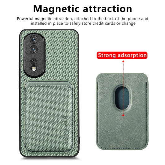 For Honor 80 Pro Carbon Fiber Leather Card Magsafe Phone Case(Green) - Honor Cases by buy2fix | Online Shopping UK | buy2fix