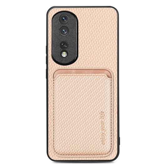 For Honor 80 Pro Carbon Fiber Leather Card Magsafe Phone Case(Khaki) - Honor Cases by buy2fix | Online Shopping UK | buy2fix