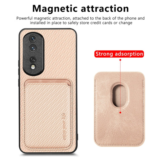 For Honor 80 Pro Carbon Fiber Leather Card Magsafe Phone Case(Khaki) - Honor Cases by buy2fix | Online Shopping UK | buy2fix