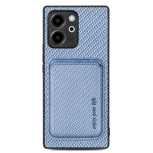 For Honor 80 SE Carbon Fiber Leather Card Magsafe Phone Case(Blue) - Honor Cases by buy2fix | Online Shopping UK | buy2fix
