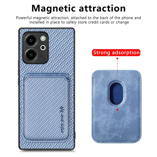 For Honor 80 SE Carbon Fiber Leather Card Magsafe Phone Case(Blue) - Honor Cases by buy2fix | Online Shopping UK | buy2fix