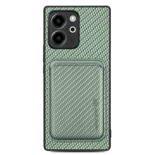 For Honor 80 SE Carbon Fiber Leather Card Magsafe Phone Case(Green) - Honor Cases by buy2fix | Online Shopping UK | buy2fix