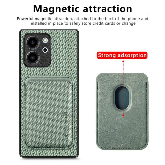 For Honor 80 SE Carbon Fiber Leather Card Magsafe Phone Case(Green) - Honor Cases by buy2fix | Online Shopping UK | buy2fix