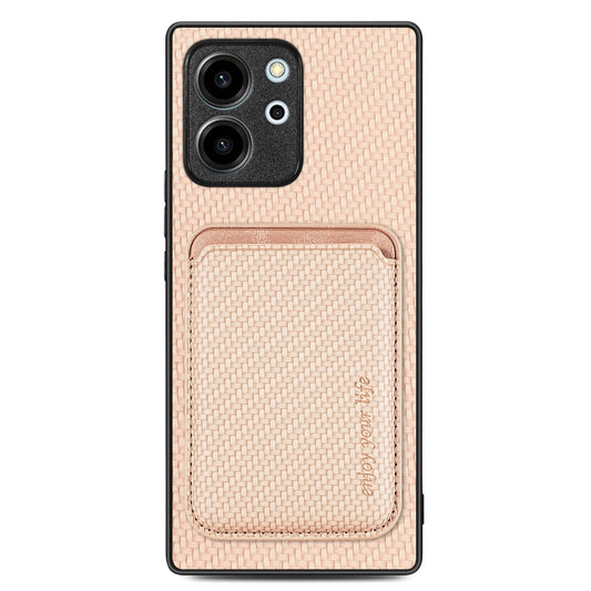 For Honor 80 SE Carbon Fiber Leather Card Magsafe Phone Case(Khaki) - Honor Cases by buy2fix | Online Shopping UK | buy2fix