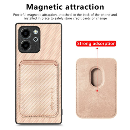 For Honor 80 SE Carbon Fiber Leather Card Magsafe Phone Case(Khaki) - Honor Cases by buy2fix | Online Shopping UK | buy2fix