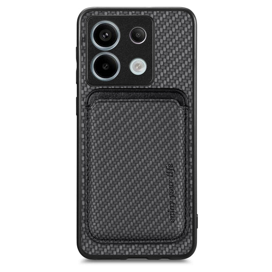 For Xiaomi Redmi Note 13 4G Carbon Fiber Leather Card Magnetic Phone Case(Black) - Xiaomi Cases by buy2fix | Online Shopping UK | buy2fix
