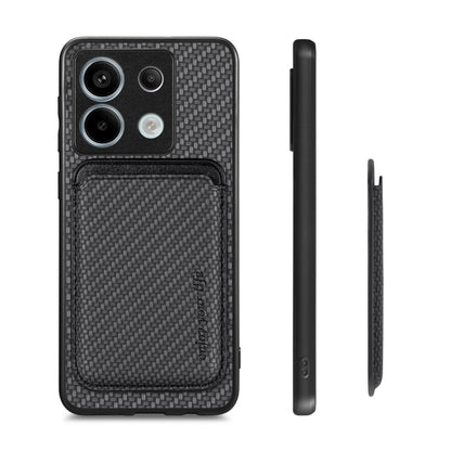 For Xiaomi Redmi Note 13 4G Carbon Fiber Leather Card Magnetic Phone Case(Black) - Xiaomi Cases by buy2fix | Online Shopping UK | buy2fix